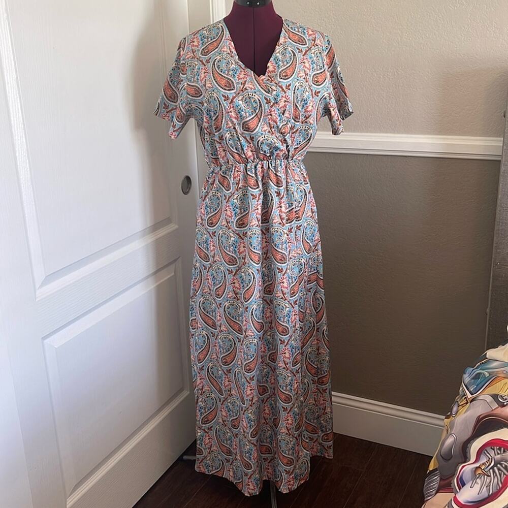 Boho Paisley Maxi Dress Sz L